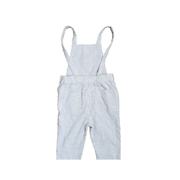Rylee And Cru Overalls Baby 12-18 Months Blue White Striped Linen Cotton Blend - Picture 2 of 6